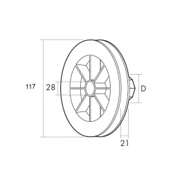 DISCO PERSIANA PVC Ø 120 CINTA 20mm CON RODAMIENTO EJE Ø 40