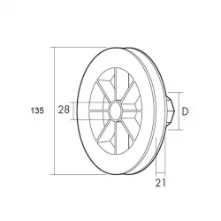 DISCO PERSIANA PVC Ø 140 CINTA 20mm CON RODAMIENTO EJE Ø 40