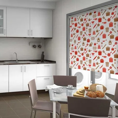 Estor Enrollable Estampado Cocinas Opaco Screen Blackout