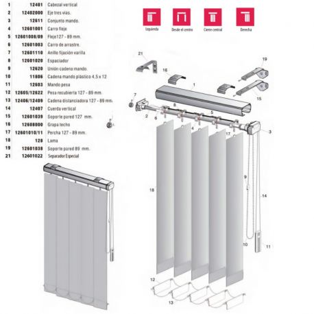 Cortina de Lamas Verticales Miami Lamas 127mm | Tejido Traslúcido