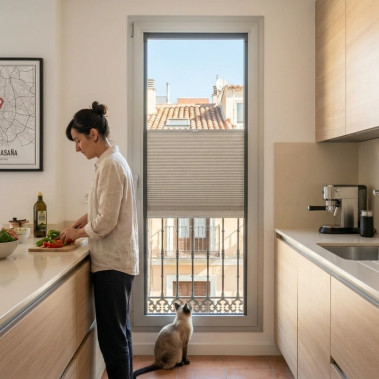 Cortinas Plisadas Sin taladrar Honeycomb 16mm Gris Oscuro