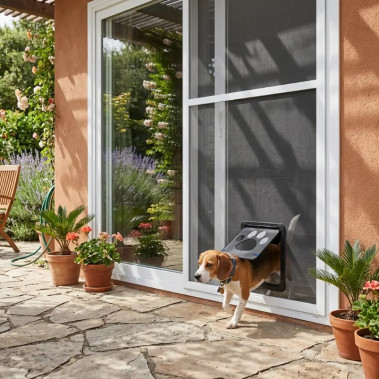 Mosquitera Corredera con Gatera Premium Malla Fibra Vidrio TotQuality