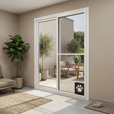 Mosquitera Corredera con Gatera Malla Fibra Vidrio TotQuality