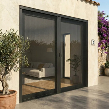 Mosquitera Enrollable para Puertas Flexa 2 Hojas Negra