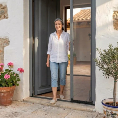 Mosquitera Enrollable Gris Lateral para Puertas Flexa 1 Hoja TotQuality