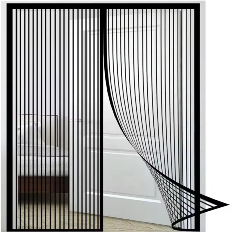 Mosquitera magnética negra para puerta de 100 x 220 cm con apertura central