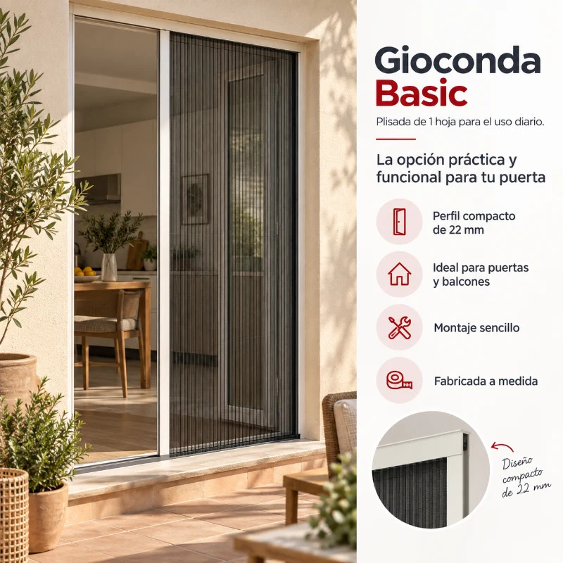 Mosquitera Plisada para Puerta 1 Hoja Gioconda Basic 22mm TotQuality