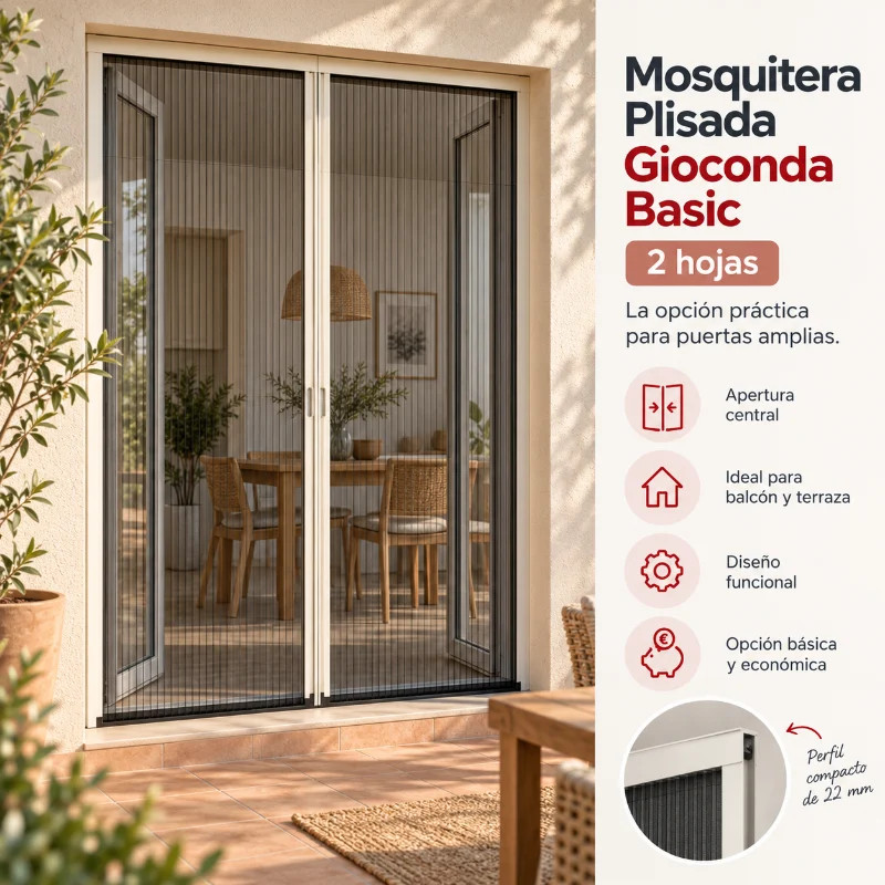 Mosquitera Plisada Gioconda Basic Cierre Central 2 Hojas 22mm