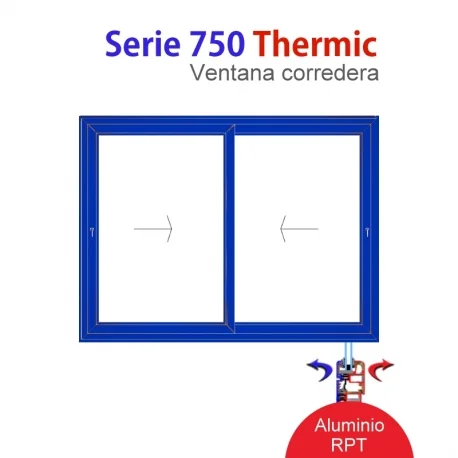 VENTANA DE ALUMINIO DE 2 HOJAS CORREDERAS SERIE 700