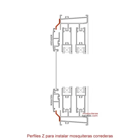 KIT 2 PERFILES Z PARA MOSQUITERA CORREDERA