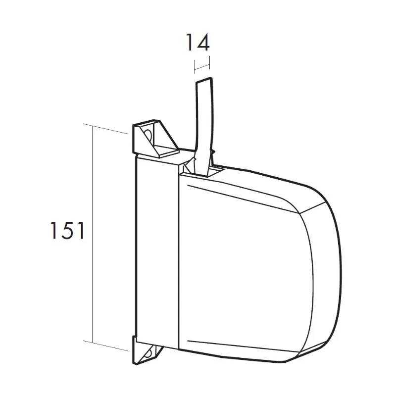 Recogedor abatible para persiana con cinta de 20 mm.