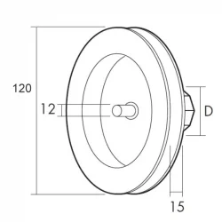 DISCO PERSIANA PVC Ø 120 CON ESPIGA CINTA 14mm EJE Ø 40