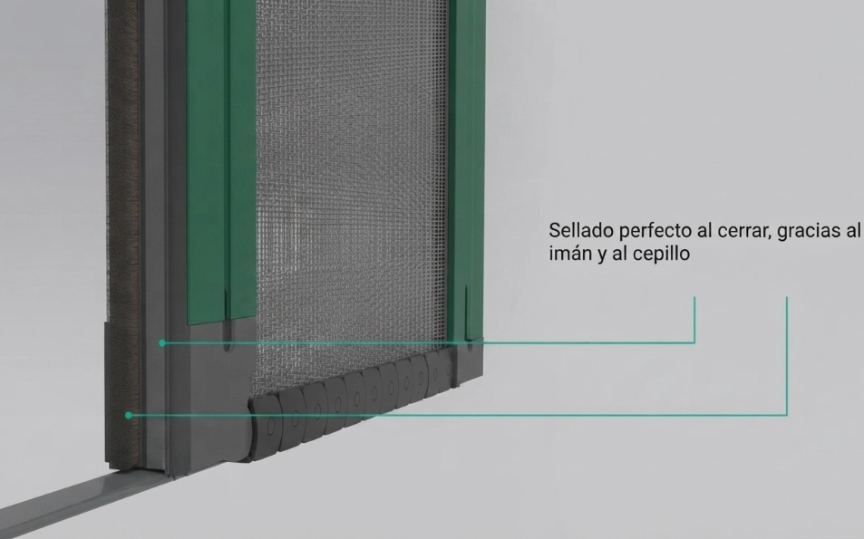Mosquitera plisada 40 mm Plissé doble cadena lacado en verde