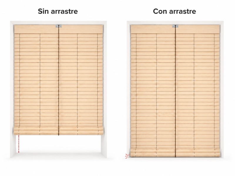 Comparación de persiana alicantina con y sin arrastre