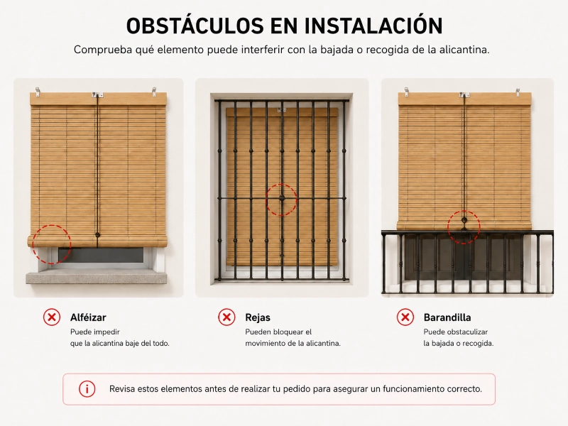 Obstáculos en instalación de persiana alicantina