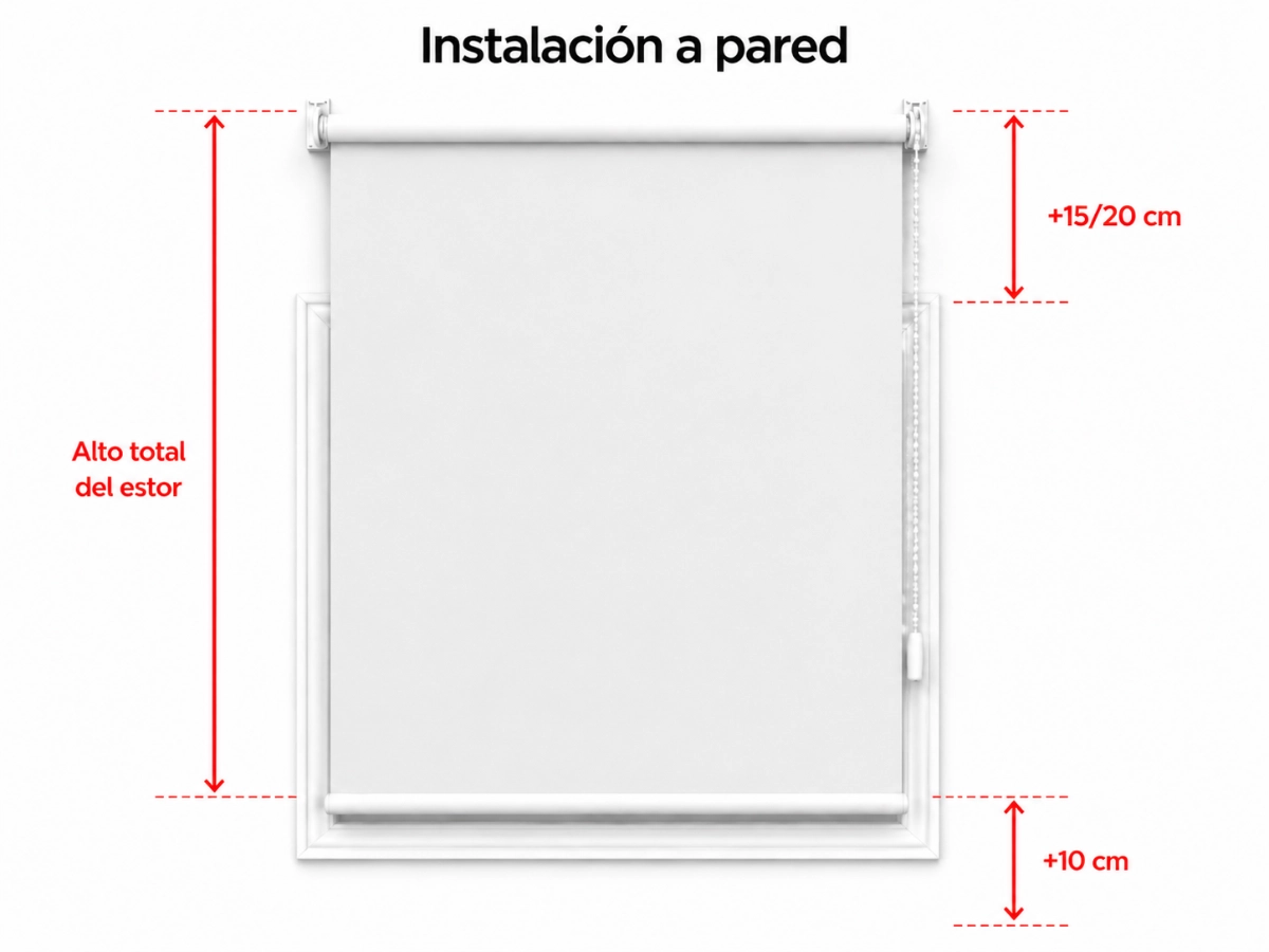 Medición de un estor instalado a pared