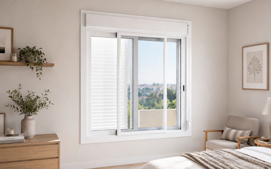 Perfil de mosquitera premium con malla técnica de alta visibilidad
