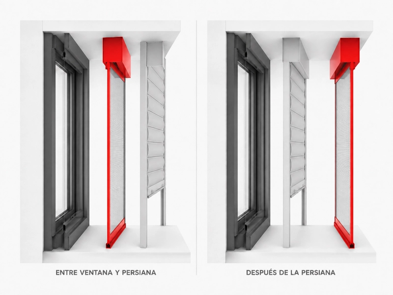 Posición entre ventana y persiana