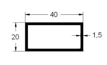 Rectangular de 40 x 20 mm.