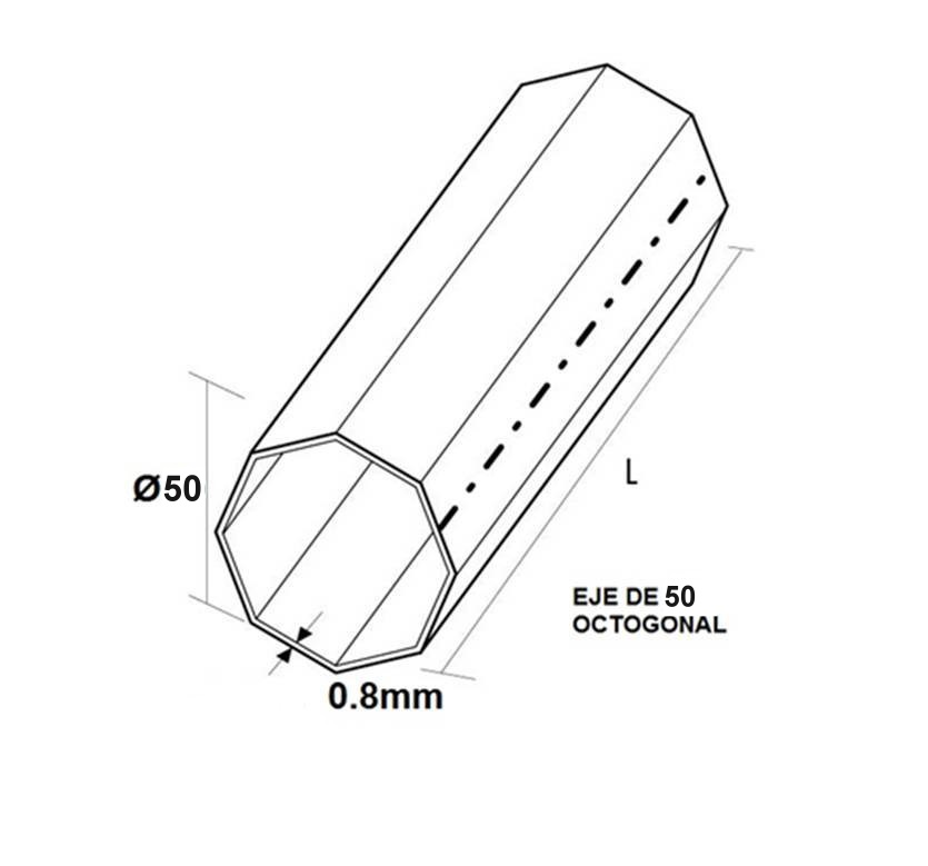 Eje octogonal 50mm para persianas